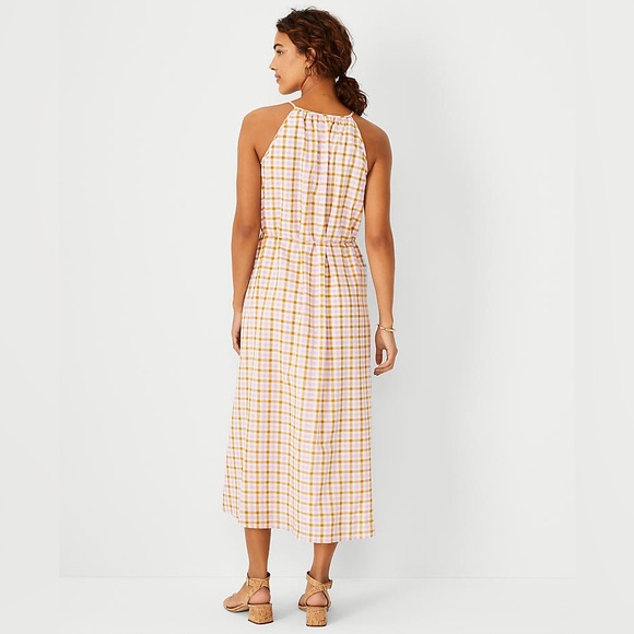 Ann Taylor Plaid Multi-Color Halter Flare Dress NWT - Picture 3 of 14